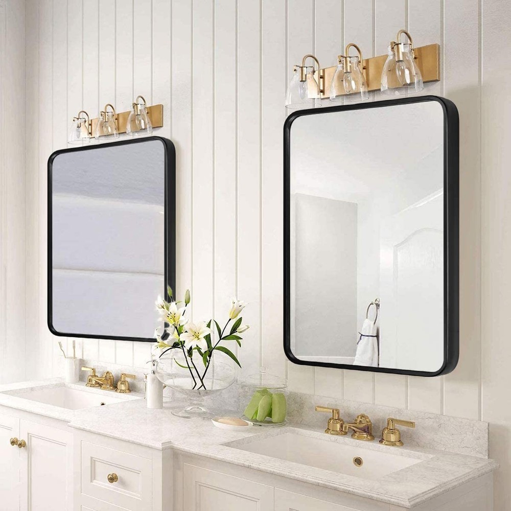 SNUGACE Black Metal Framed Mirror Rectangle Wall Mount Bathroom Vanity Mirror...