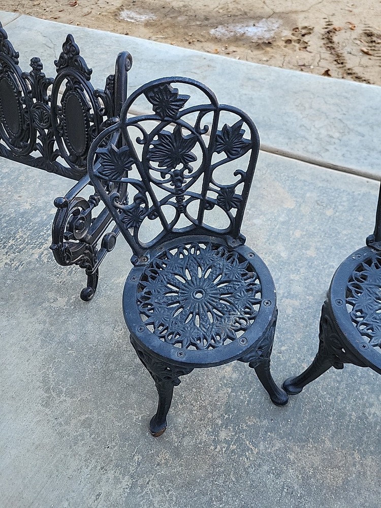 Cast Iron Mini Park Bench And Chairs Set
