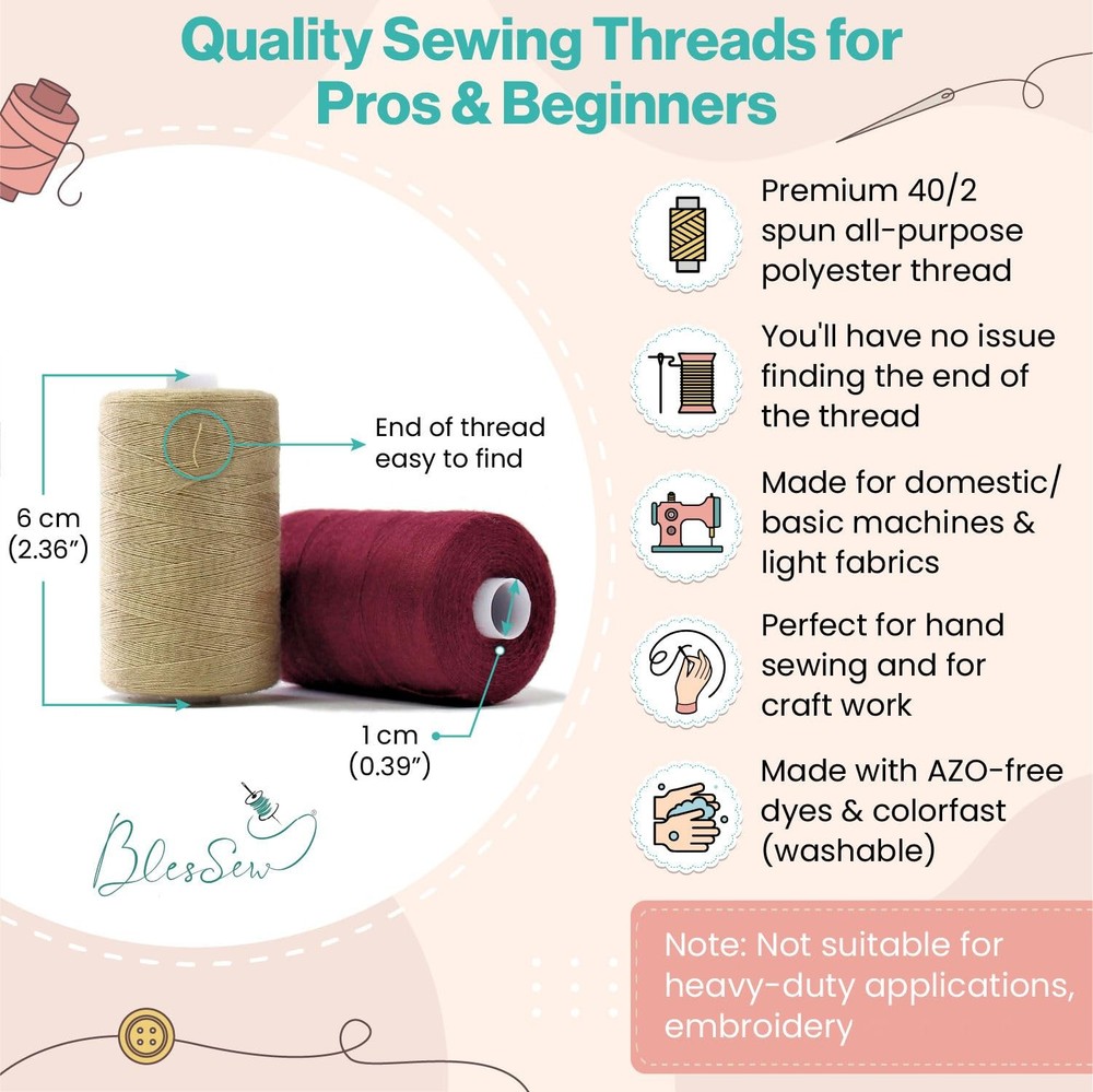 Sewing Thread-24 Spools of Polyester Thread for Sewing Machine for Beginners,