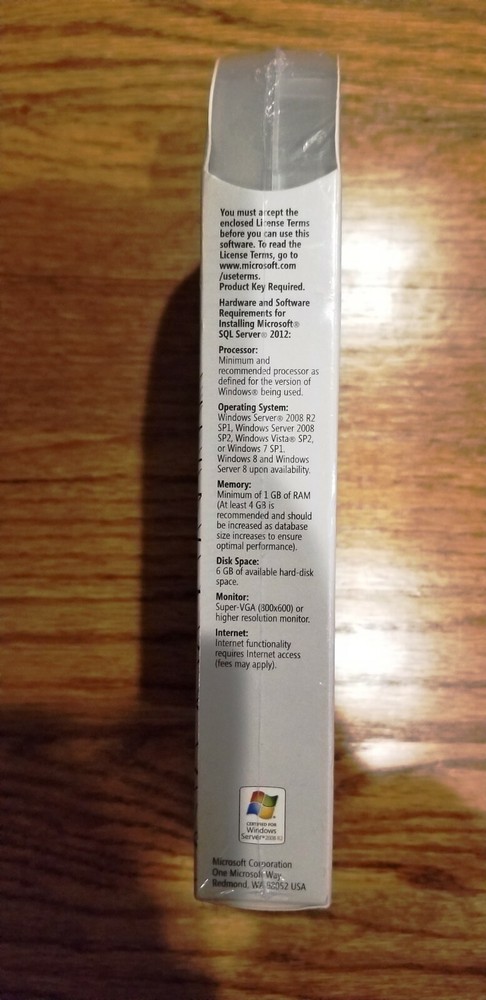 Microsoft SQL Server 2012 Standard,SKU 228-09842,10 CALs,Sealed Retail Box,Full