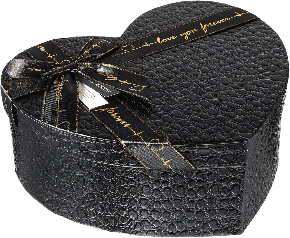 Black Heart Shaped Box: Valentines Day Present Box Cookie Box Nesting Cardboard