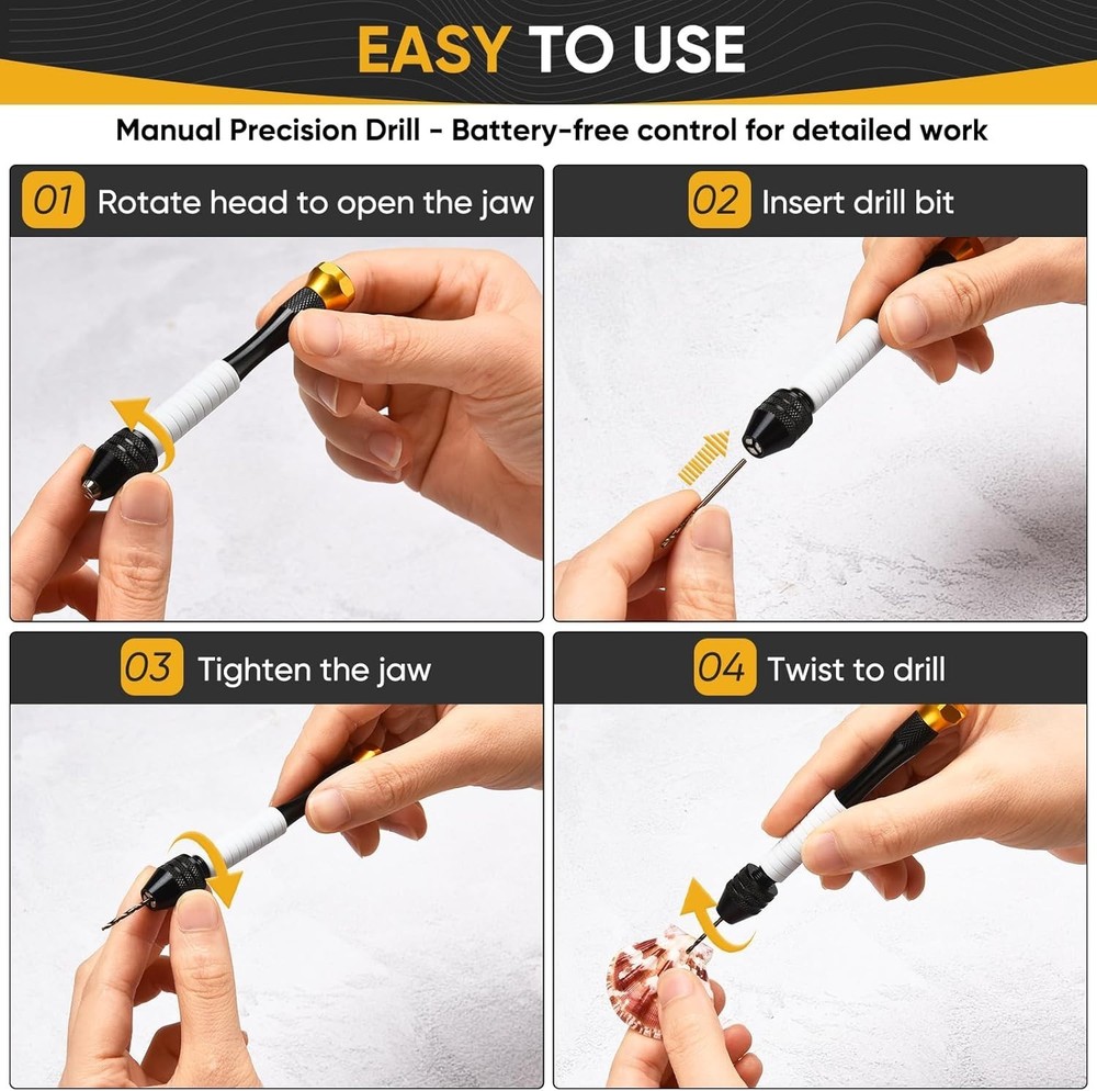 Compact Pin Vise Hand Drill Set with 22 Precision Micro Bits (0.6mm-2.5mm)
