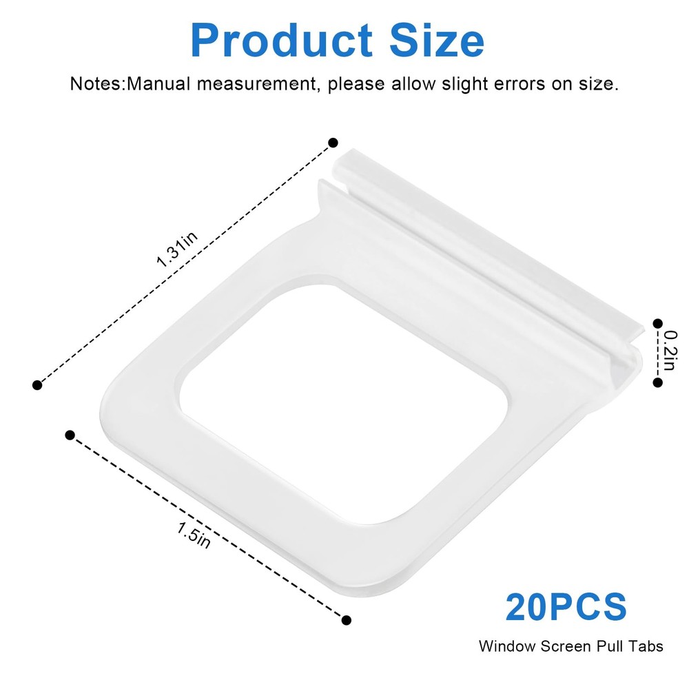 Window Screen Pull Tabs 20 Pack Clear Hollow Flat Spline Channel Pull Lift Ta...