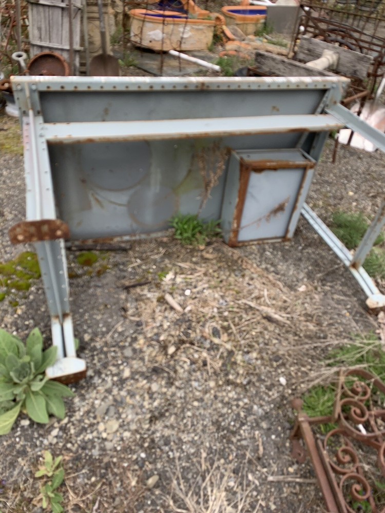 Steel Workbench Used Vintage Drawer Rusty Paint Flaky Mcm