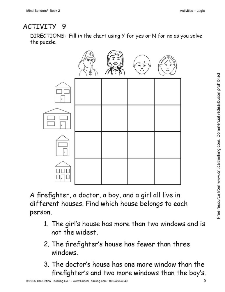 Mind Benders Level 2 Workbook, Deductive Thinking Skills Puzzles (Grades 1-2)