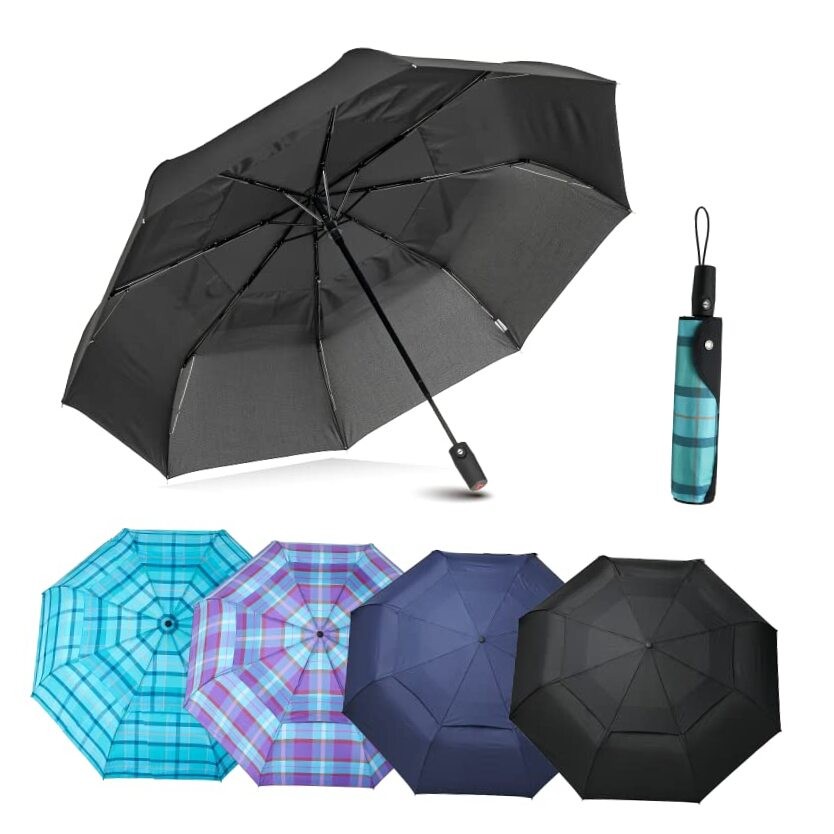 Edinburgh Large Windproof Travel Umbrella - Wind Resistant, Automatic, Black