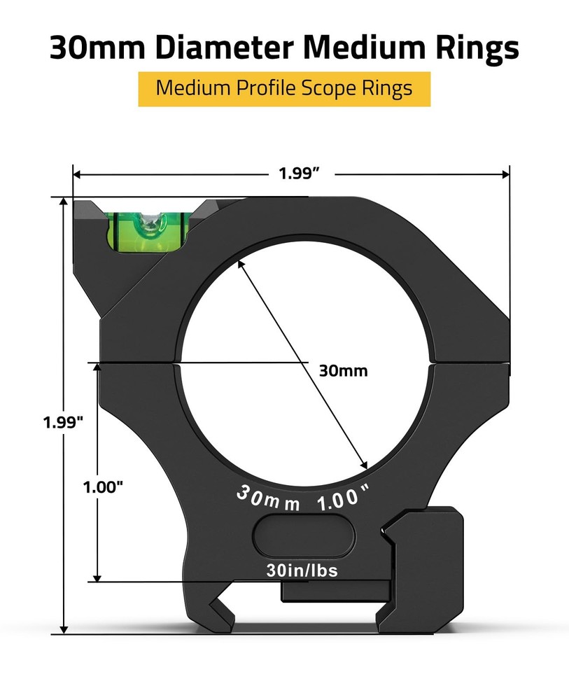 CVLIFE 30mm Scope Rings - Precision Medium Profile Mount Medium, Black
