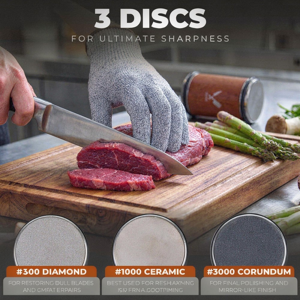 Premium Rolling Knife Sharpener, High Carbon 400, 1000, & 2 Angle, 2 Angle