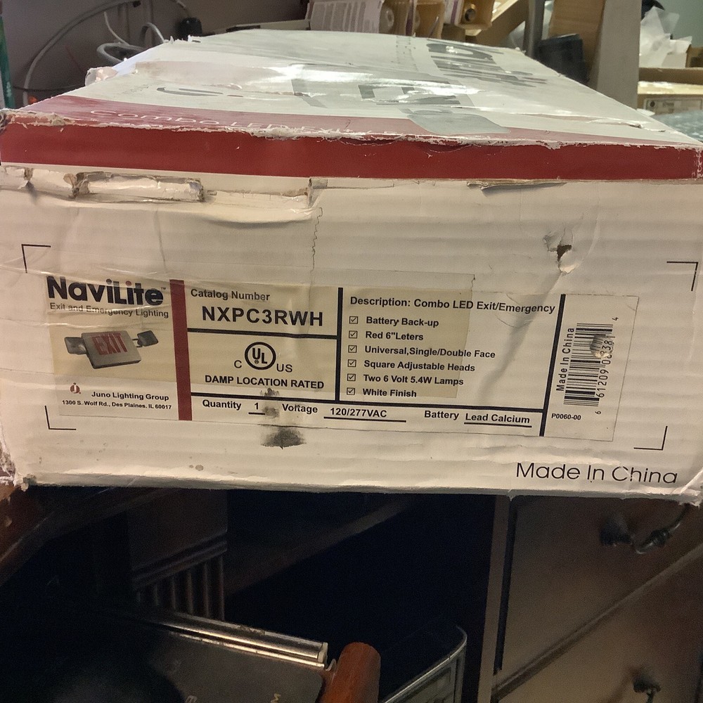Juno/Navilite NXPC3RWH Combo LED Exit/Emergency Light (NIB)