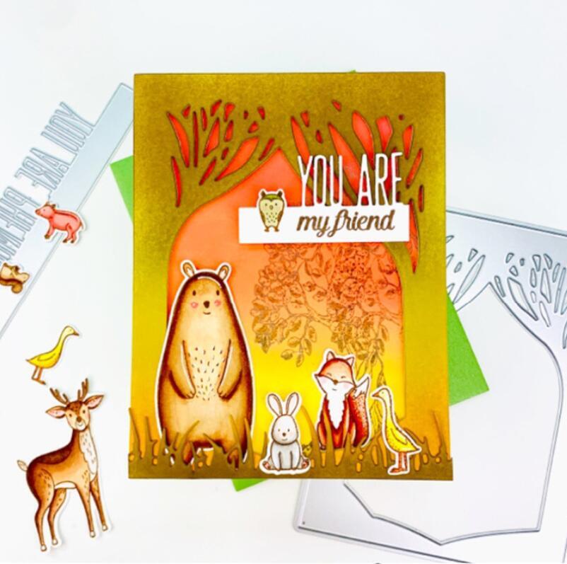 Rectangle Frame Trees Metal Cutting Dies Scrapbooking Embossing Stencils Crafts