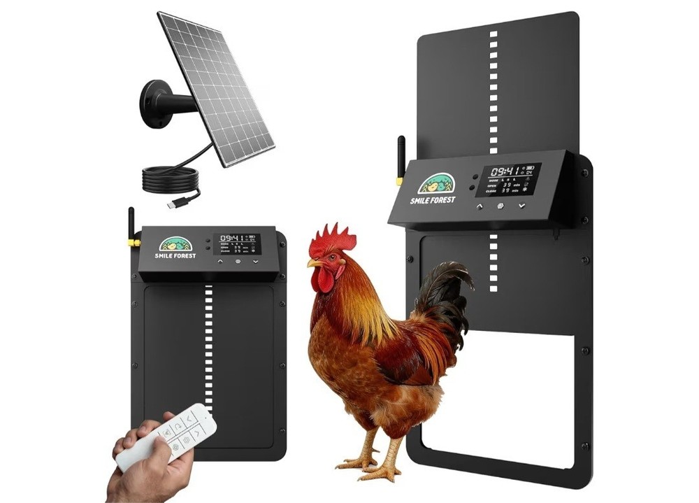 Solar Automatic Chicken Coop Door, Powered APP WiFi Bluetooth Control Timer NEW