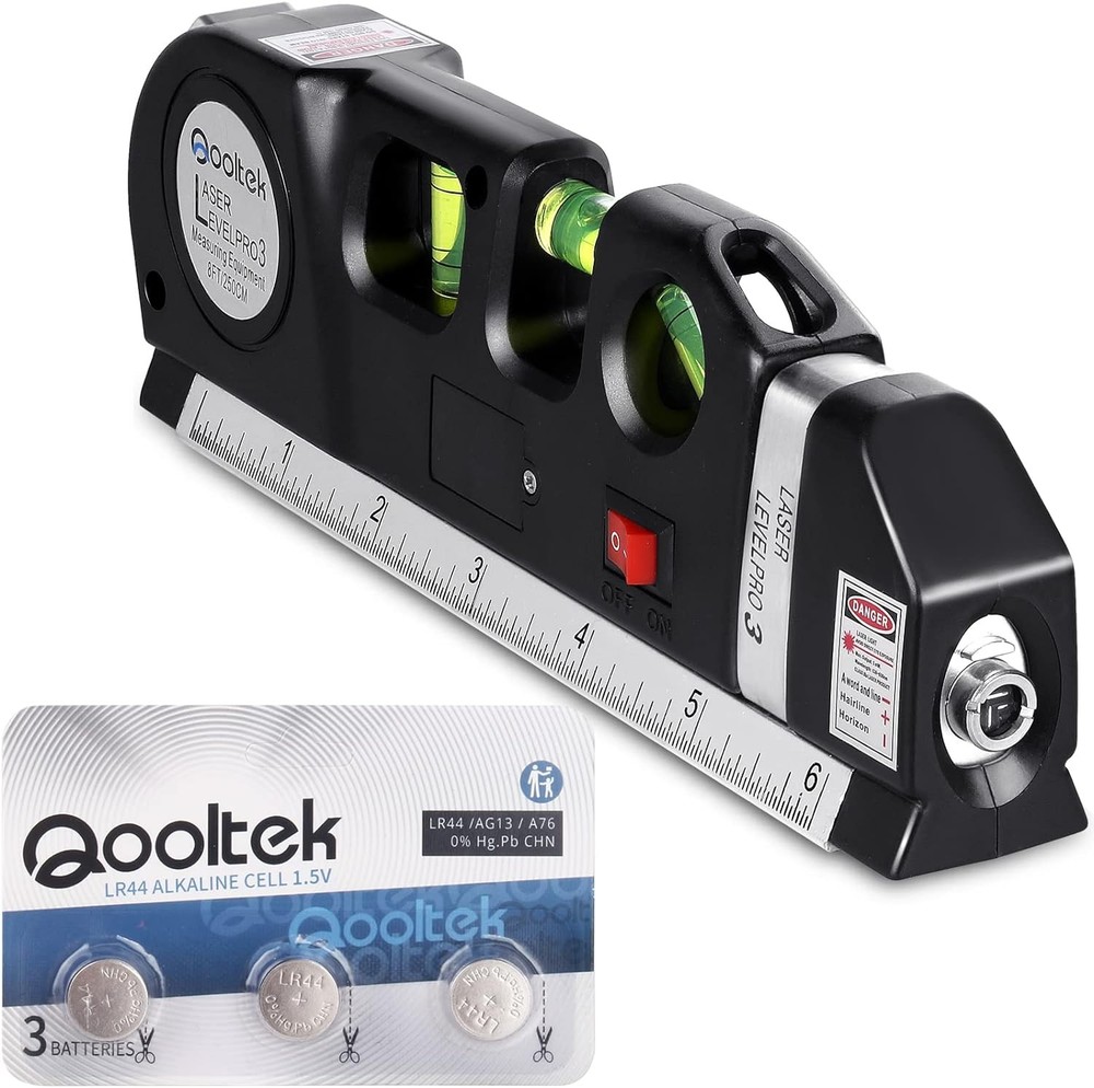 Laser Level Multi Tool, Multipurpose Cross Line leveler Kit Tools Black