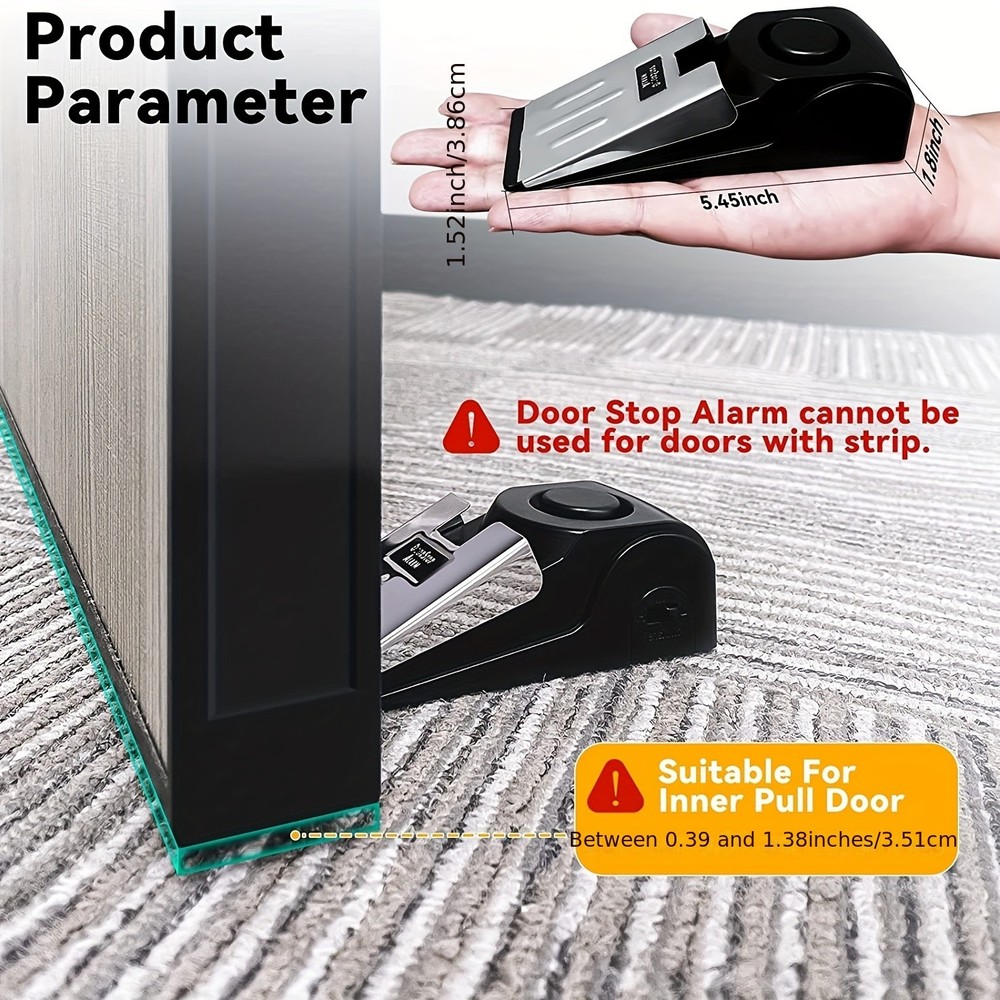 Precision-Made Robust Stable Quick-Install 3PCS Dual-Function Door Stopper Alarm