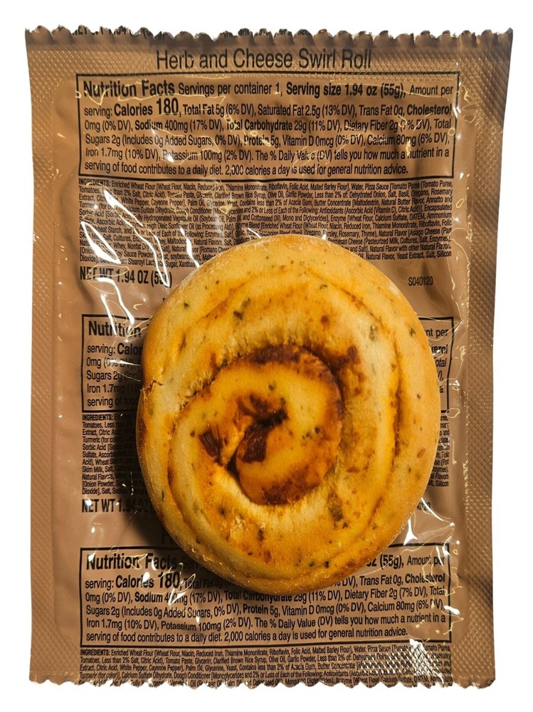 Authentic USGI MRE Component - Italian Herb and Cheese Roll - New Release!