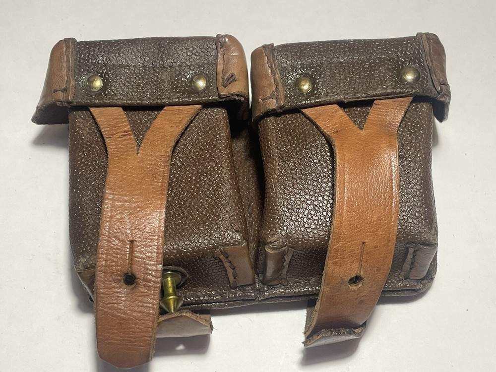WWII Leather Ammo Pouch Original Double Pouches