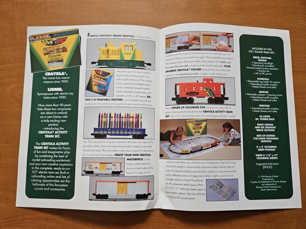 Lionel 1994 Crayola Activity Train Set Brochure