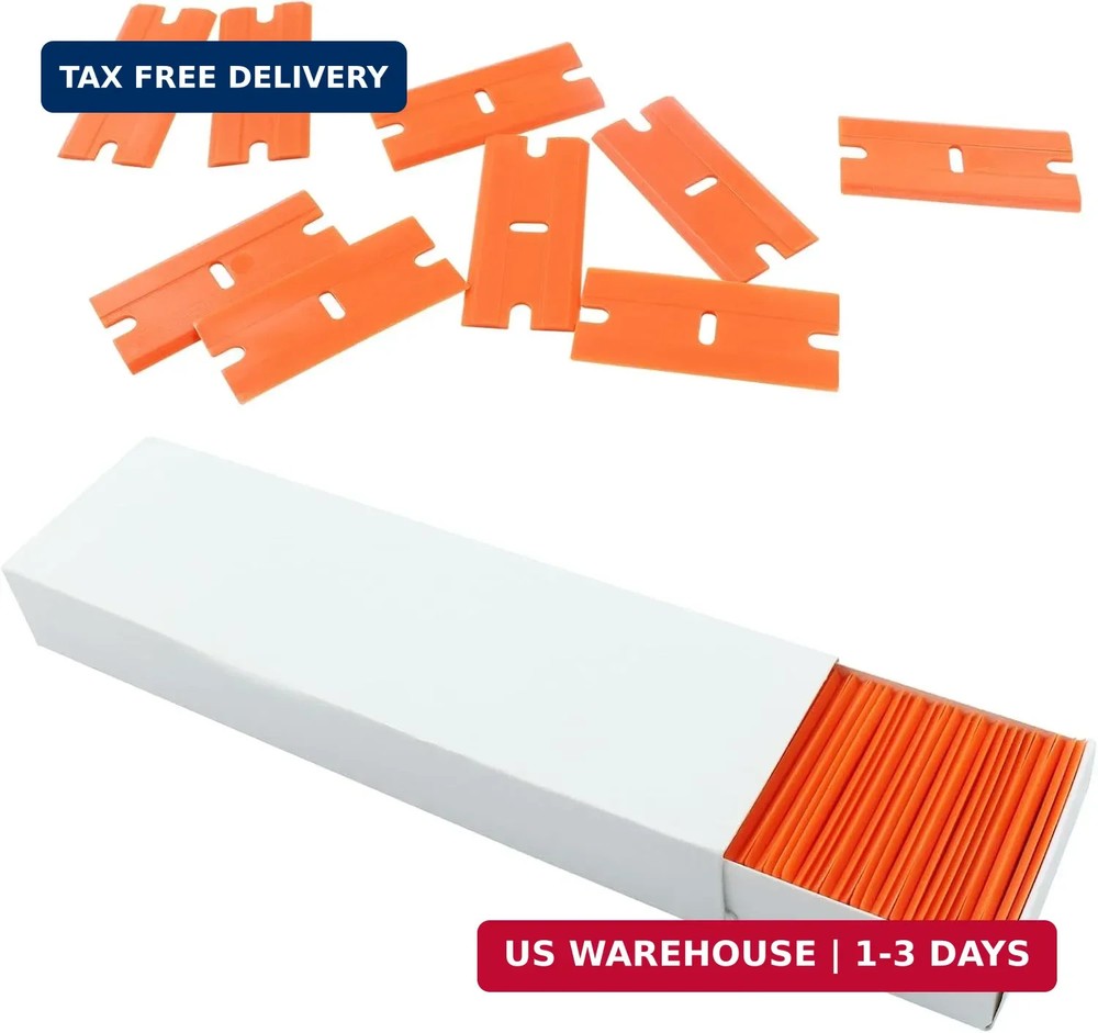 100pcs Plastic Razor Blades, Double Edged Plastic Blades, Safety Glass Scraper B