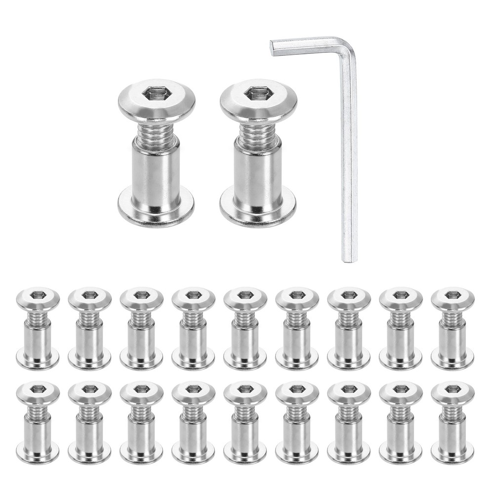 20 Set M6x16mm Hex Drive Socket Cap Bolt M6x12mm Nuts with M4 Hex Wrench Silver