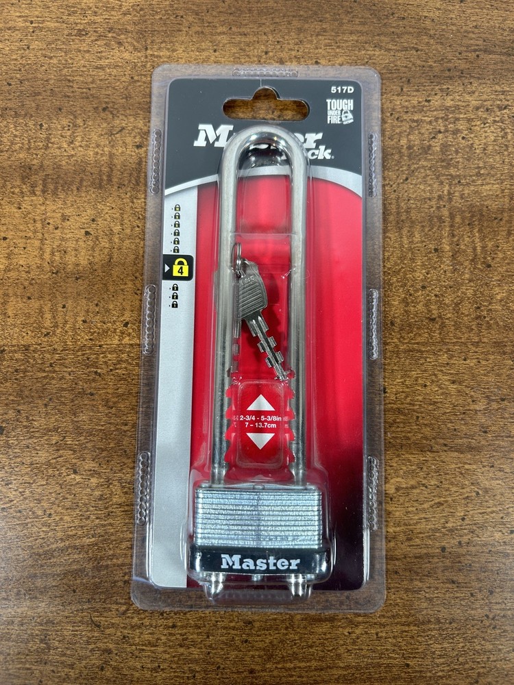 Master Lock 517D Laminated Padlock with Long, Adjustable Shackle
