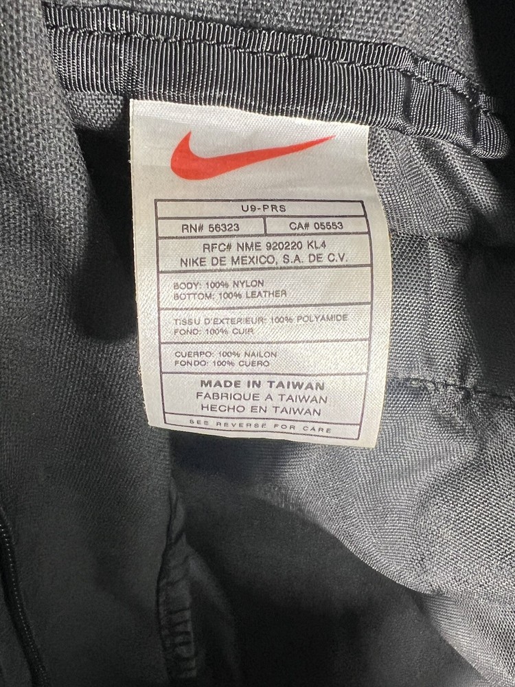 Vintage Nike Backpack Leather Bottom Black Yellow Brown