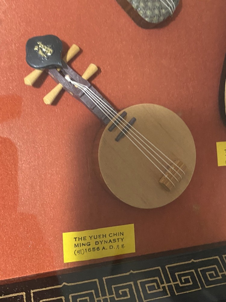 Ancient Chinese Dynasty Miniature Musical Instruments Shadow Box Display