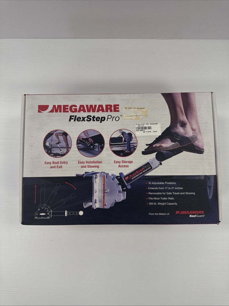 Megaware FlexStep Pro - Adjustable Boat Trailer Step, Aluminum Stair