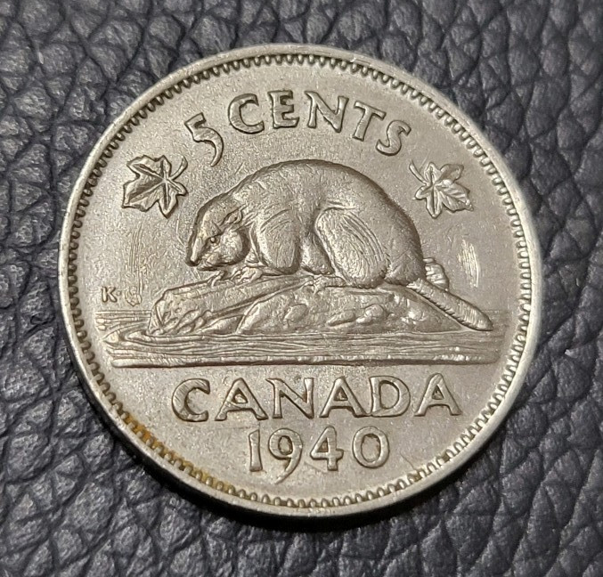 1940 Canada 5 Cents Coin