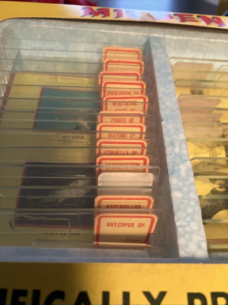 Gilbert Microcraft Microscope With Storage Box. With 24 Scientific Slides