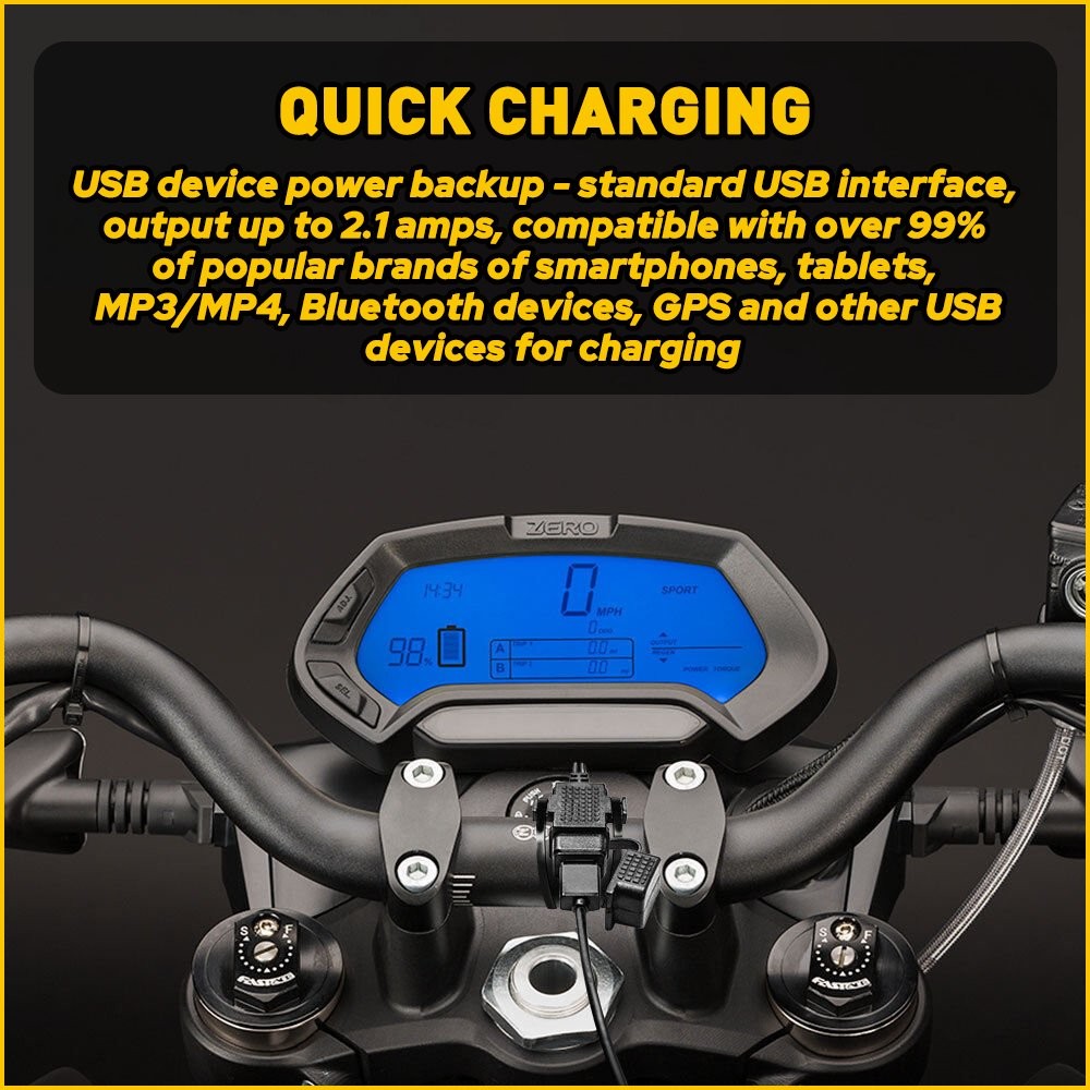 Motorcycle Socket USB Handlebar Dual Cigarette Voltmeter Lighter 24V 12V AUXITO