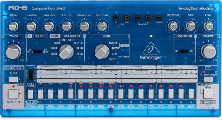Behringer RD-6-BB Analog Drum Machine - Blue Translucent