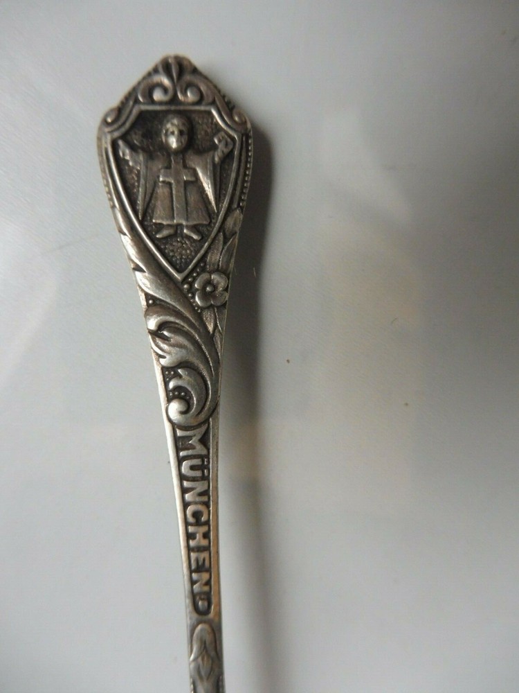 Old Decorative Spoon, 800 Silver, Stadtlöffel: Munich, Münchener Kindl