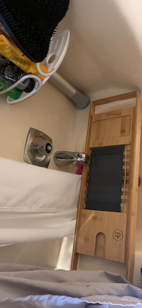 Bamboo Bathtub Tray Table - Collapsible & Adjustable Bathtub Caddy | Space-Savin