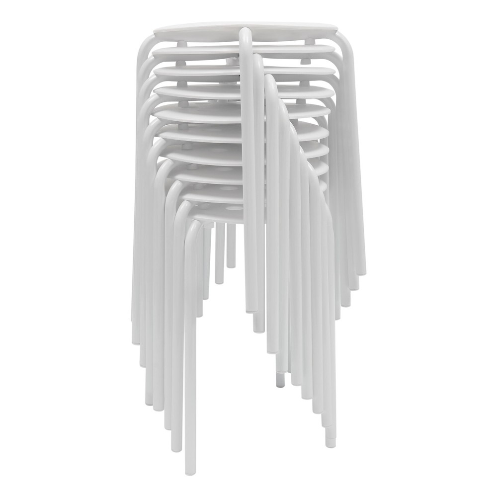 10PCS Stack Stools White Chairs for Classroom Students Seats 17.7in Office Home