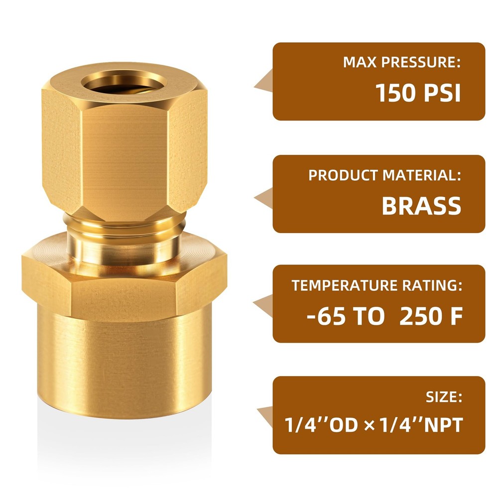 Brass compression tube pipe fitting connector Straight 3/8 Inch,