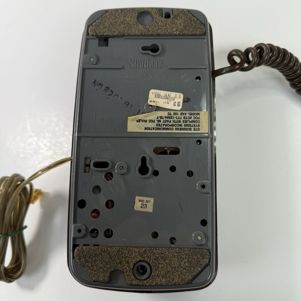 Vtg Starlite GTE Automatic Electric Desk Mount Push Button Phone Brown Untested