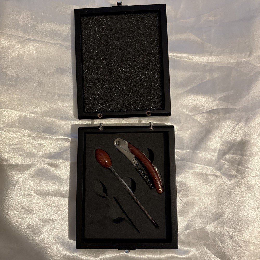 2 piece wine bar with corkscrew thermometer missing 1 Pc