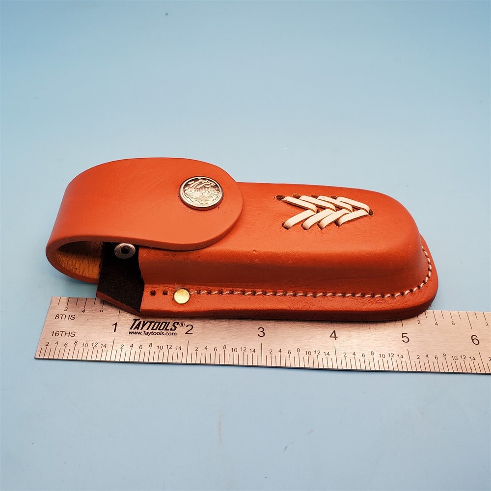 Multi-Tool Belt Sheath 4.5” Tools or Knives Laced Tan Leather Fits Supertool