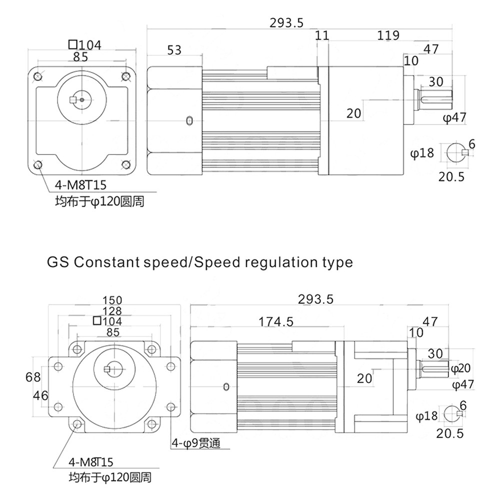 200W 110V AC Gear Motor Electric Variable with Speed Controller Single-phase 20K