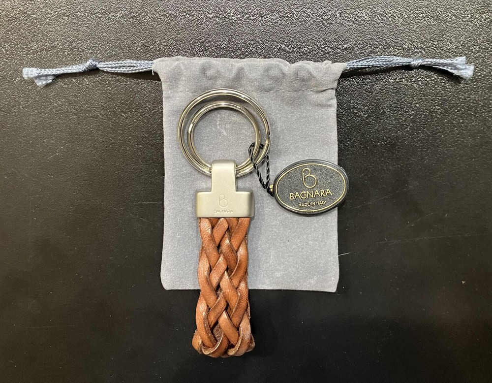 NEW Bagnara Leather Keychain Keyring NWT
