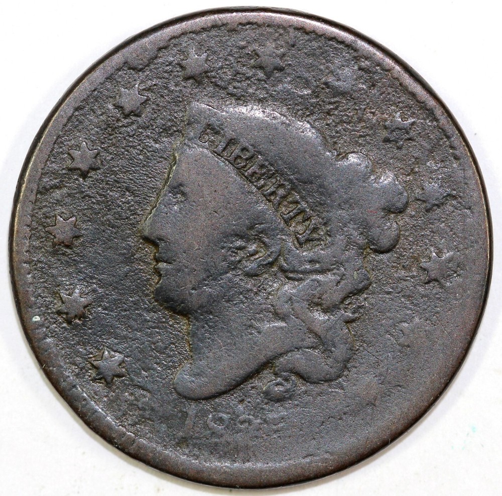 1835 1c N-4 Coronet or Matron Head Large Cent