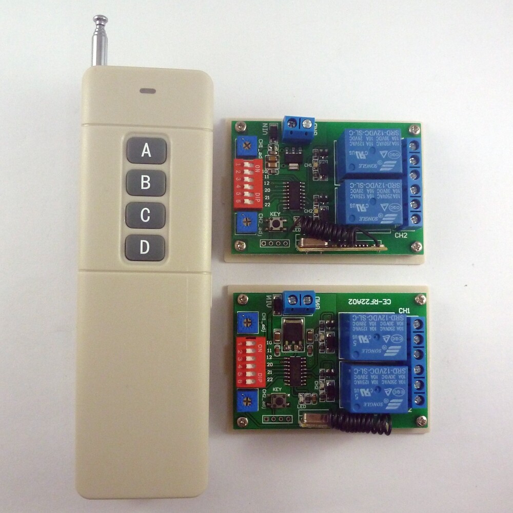 RF Access Control RF Motor Control 4 Buttons Remote Controls 2 pcs Receiver