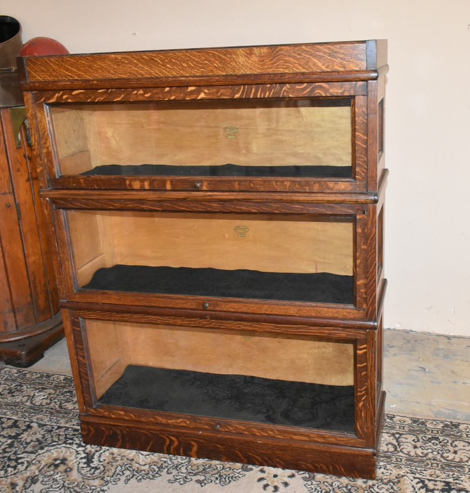Macey Barrister Lawyer Bookcase 3 Stack Oak Sectional Display Case