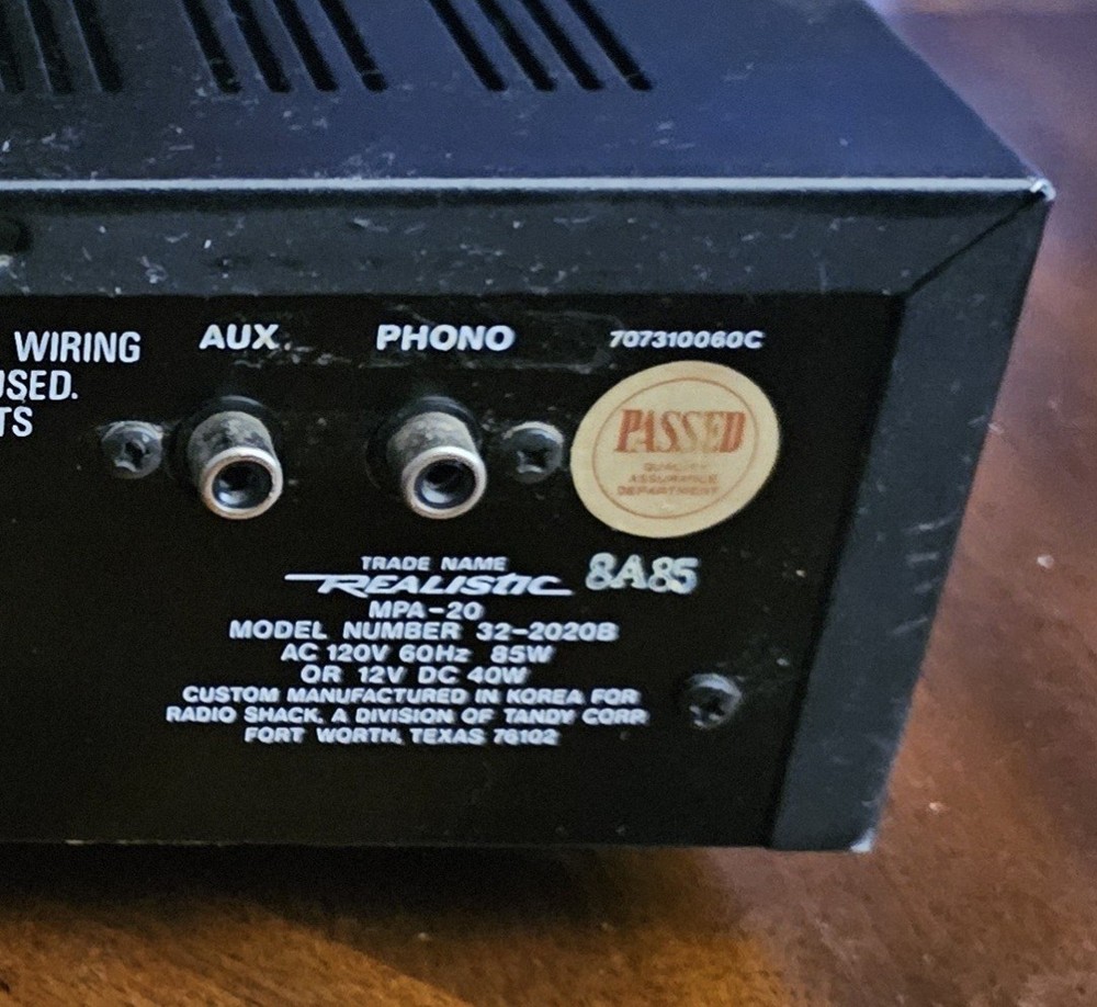 Realistic MPA-20 Radio Shack Solid State PA Amplifier UNTESTED