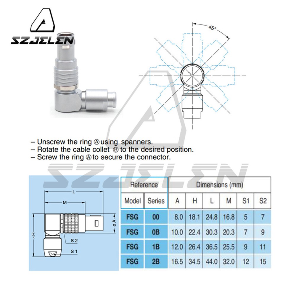 Adjustable Right-Angle FSG 1B 2Pin-16Pin Push Pull Circular Connectors Plug