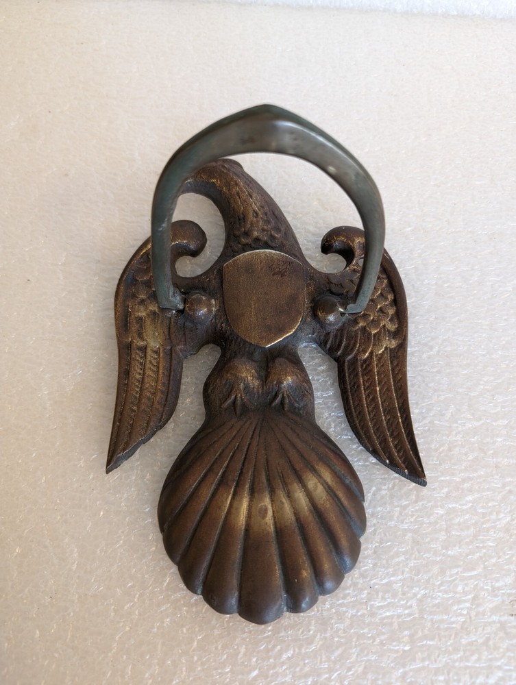 SOLID BRASS FAN TAIL EAGLE DOOR KNOCKER 7 x 4.5 Inches