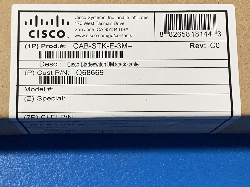 Cisco CAB-STK-E-3M Bladeswitch 3M Stack Cable CAB-STK-E-3M=