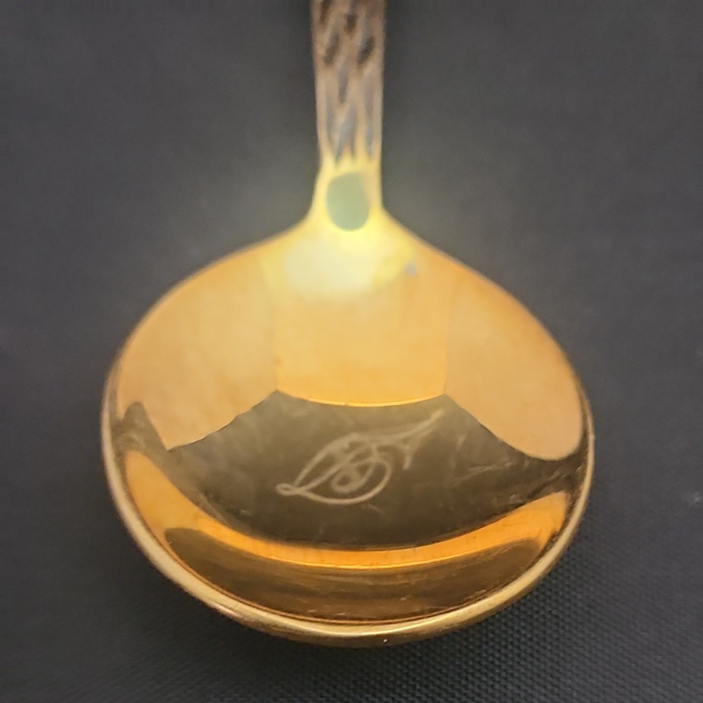 Vintage Handmade Solid Brass Spoon with beautiful carved handle