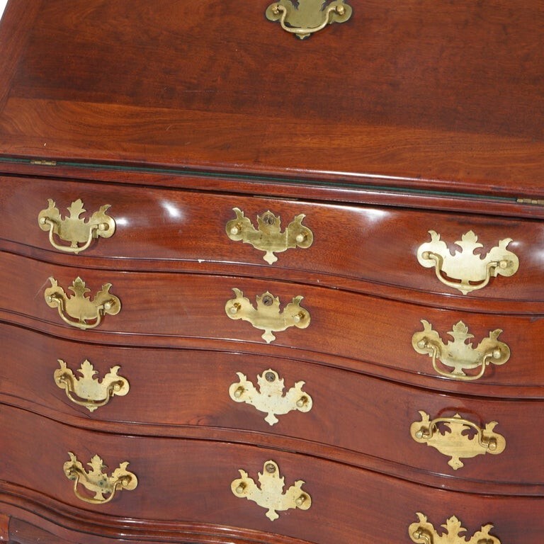 Chippendale Style Mahogany Serpentine Drop-Front Desk 20thC