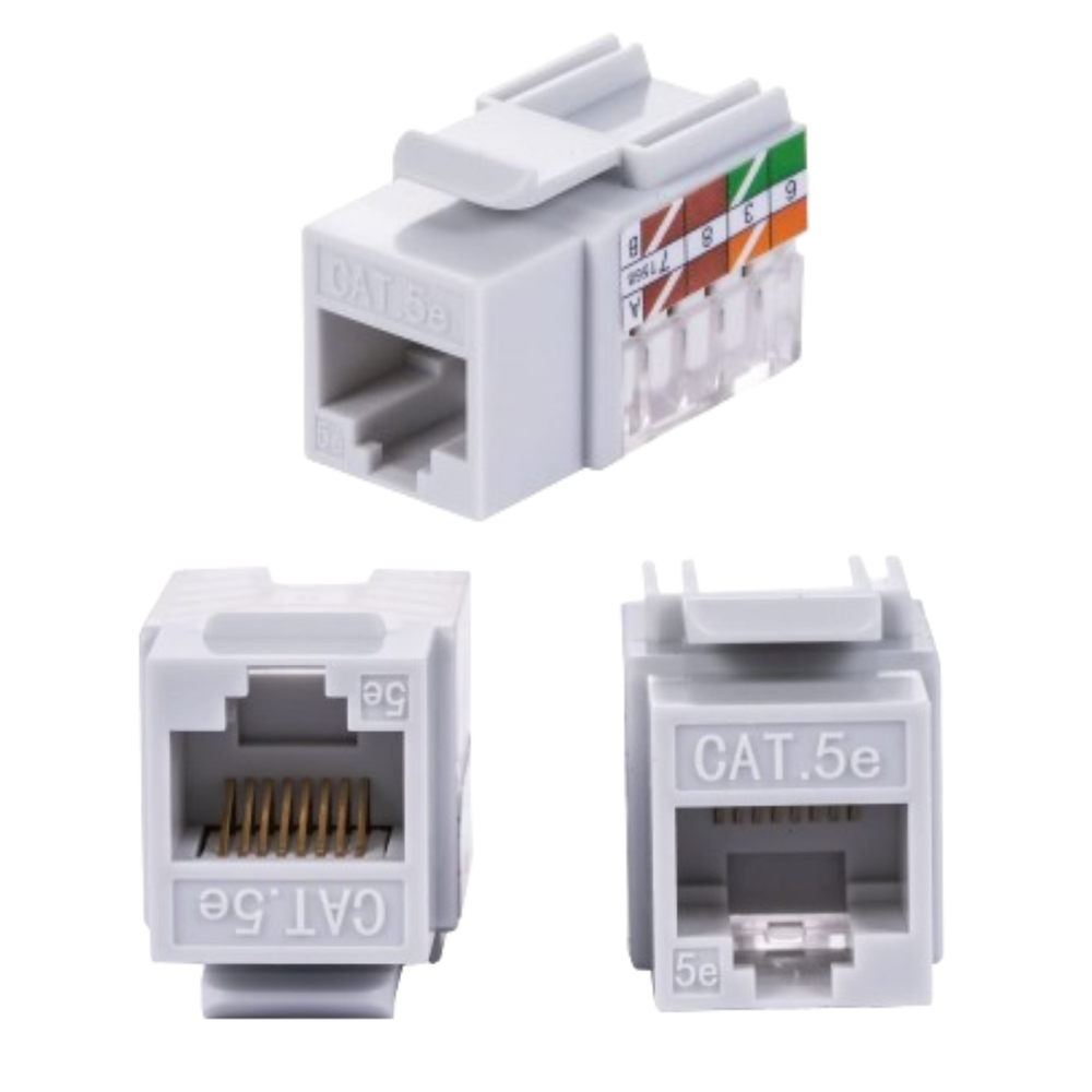5 pack Cat5e 45° Angled Keystone Jack Network 110 Punchdown 8P8C Cat5 Gray