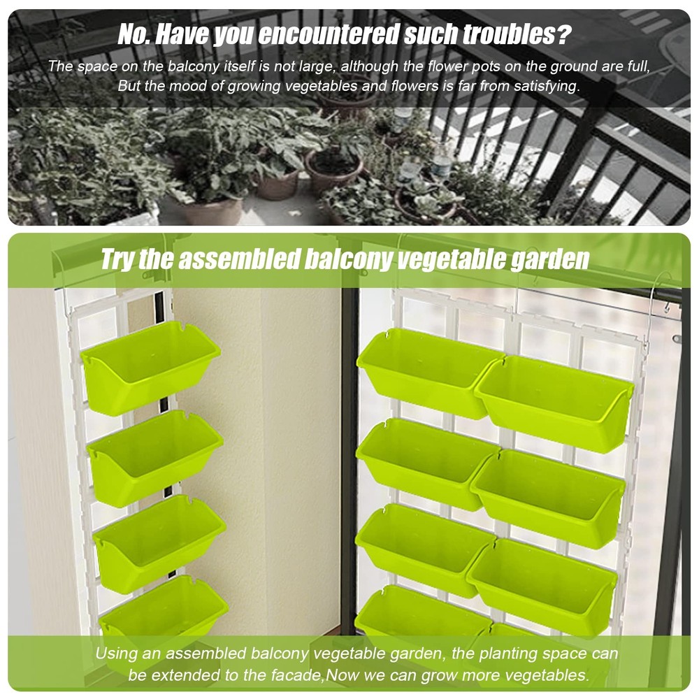 Vertical Wall Planter 8 Pockets with Hooks for Flowers Herbs